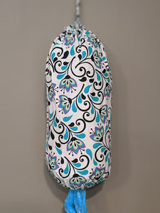 Grocery Bag Holder - Teal Flowers