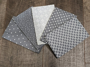 Cloth Napkin Set - Grey Geometric Theme