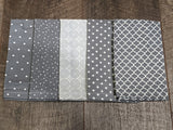 Cloth Napkin Set - Grey Geometric Theme