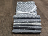 Cloth Napkin Set - Grey Geometric Theme