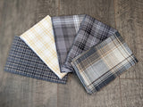 Cloth Napkin Set - Grey & Gold Plaid Theme