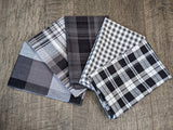 Cloth Napkin Set - Black & White Plaid Theme
