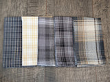 Cloth Napkin Set - Grey & Gold Plaid Theme