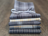 Cloth Napkin Set - Grey & Gold Plaid Theme