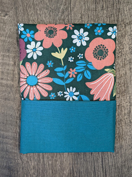 14x14 Throw Pillow Cover - Teal Flowers