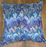 18x18 Throw Pillow Cover - Blue Swirl & White Rose