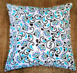 14x14 Throw Pillow Cover - Black & White Spring Flowers