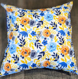 16x16 Throw Pillow Cover - Blue & Yellow Spring